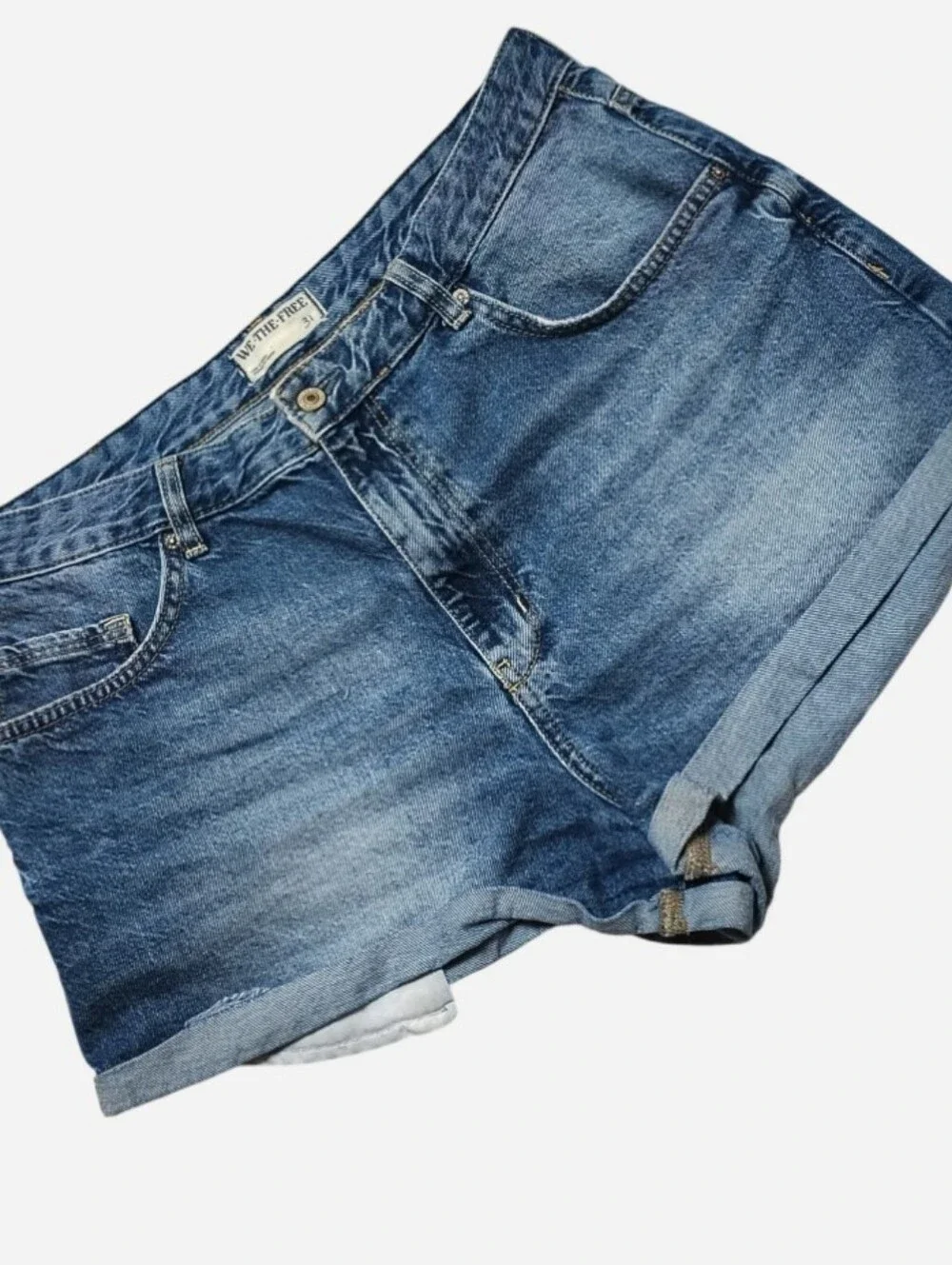 Free People We The Free Yours Truly Mid-Rise Cuffed Jean Shorts Women's 31 (34